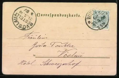 Lithographie Wien, Hofburg, Blick durch das Burgthor mit Pferdekutsche und Reiter