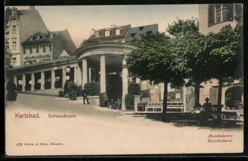 AK Karlsbad, Partie am Schlossbrunn