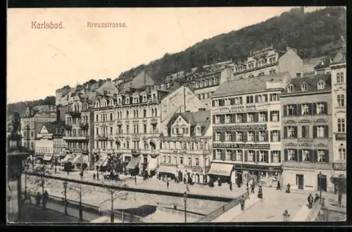 AK Karlsbad, Geschäftshäuser in der Kreuzstrasse