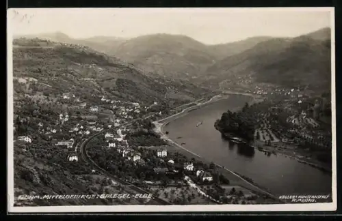 AK Salesel / Dolni Zalezly, Totalansicht aus der Vogelschau