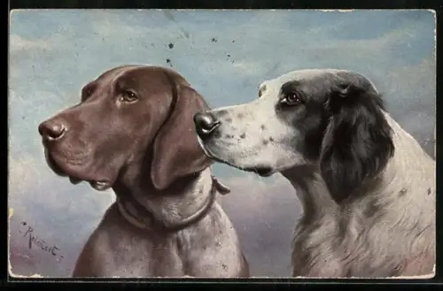 Künstler-AK Carl Reichert: Deutscher Vorsteher und Englischer Setter