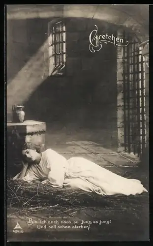 AK Gretchen liegt auf Stroh, Faust