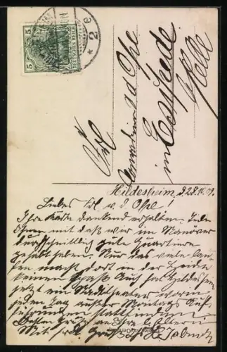 AK Mädchen mit Briefen im Korb am Postkasten