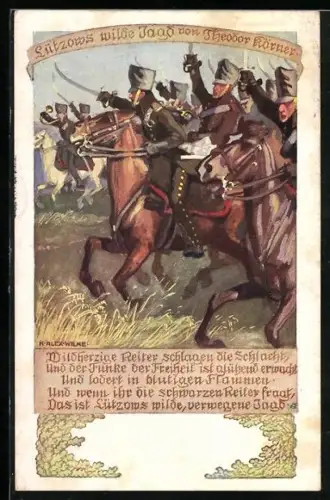 Künstler-AK Karl Alex Wilke: Theodor Körner, Lützows wilde Jagd