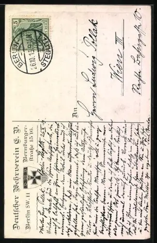 Künstler-AK Karl Alex Wilke: Auf Scharnhorsts Tod von M. v. Schenkendorf, Kugel raffst mich doch nicht nieder!...