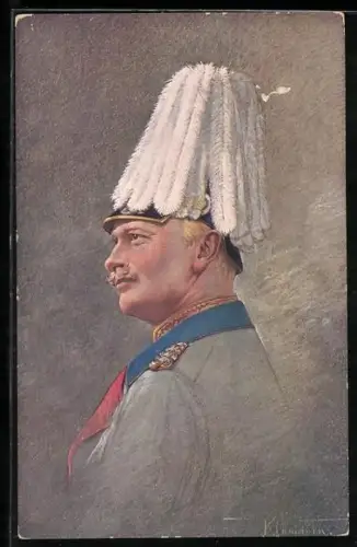 Künstler-AK König Friedrich August von Sachsen, Profilportrait