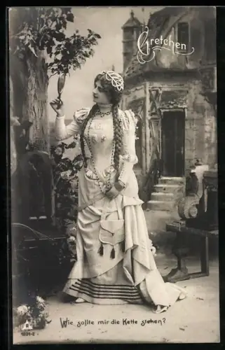 AK Gretchen betrachtet sich im Spiegel, Faust