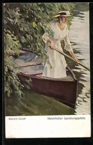 Künstler-AK Edward Cucuel: Heimlicher Landungsplatz