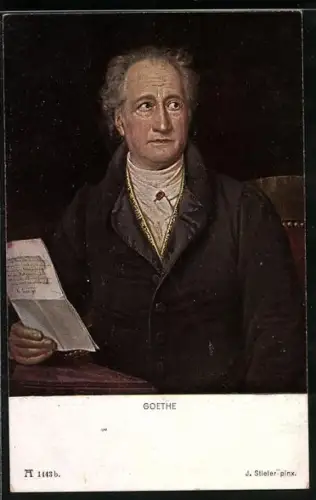 Künstler-AK Portrait Goethe`s mit Brief
