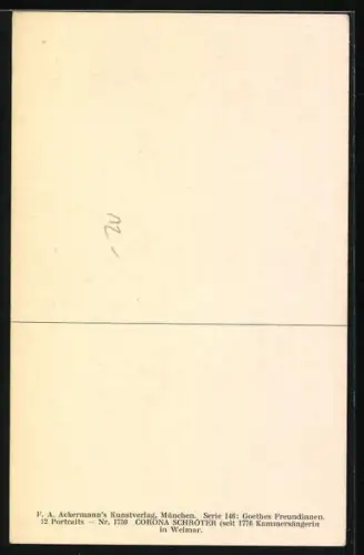 AK Porträtbild von Corona Schröter, Goethes Freundinnen