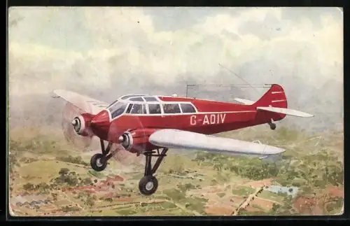 AK Zweimotoriges Monsopar S.T. 25 Bereisungs-Flugzeug im Fluge