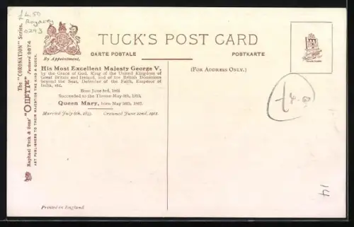 AK Porträts von König George V. und Queen Mary von England, Krone