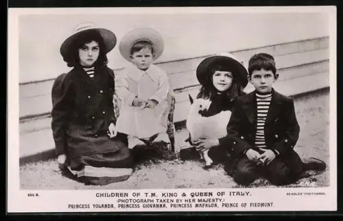 AK Children of T. M. King & Queen of Italy, Princess Yolanda, Princess Giovanna, Princess Mafalda