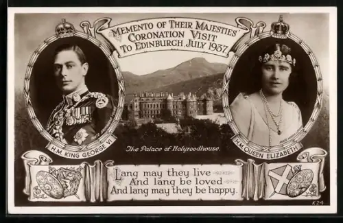 AK Memento of their Majesties Coronation Visit to Edinburgh, July 1937, HM King George VI & HM Queen Elizabeth