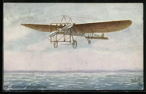 Künstler-AK Flugzeug vom Typ Blériot Monoplane