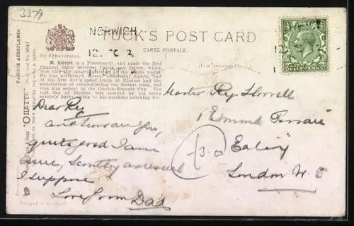 Künstler-AK Flugzeug vom Typ Blériot Monoplane