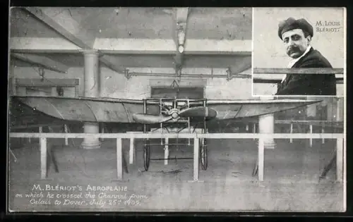 AK M. Blériot`s Aeroplane, Calais - Dover 1909, Flugzeug