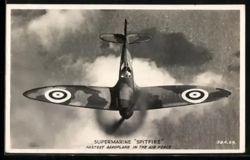 AK Supermarine Spitfire, schnellstes Flugzeug der RAF, Jagdeinsitzer mit Tarnbemalung