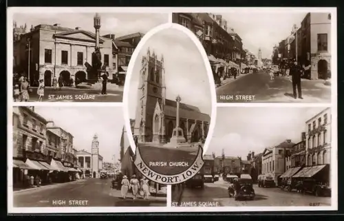 AK Newport /I. o. W., Parish Church, High Street, St. James Square