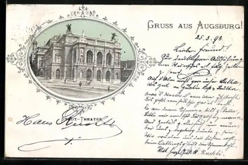 AK Augsburg, Stadt-Theater im Passepartout
