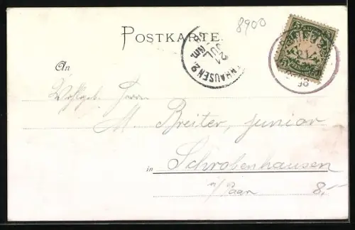 Passepartout-AK Augsburg, Dom im floralem Rahmen