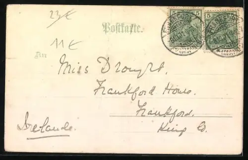 Lithographie Frankfurt a. M., Strassenbahn auf dem Rossmarkt