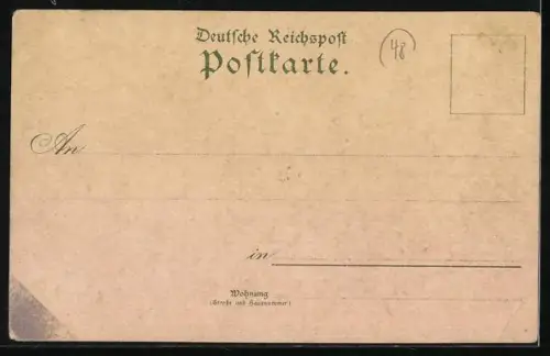 Lithographie Frankfurt, Hotel Schwan, Kaiser- Wilhelm- Denkmal und Totalansicht