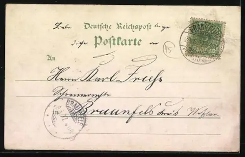 Lithographie Frankfurt /Main, Kaiser Wilhelm Denkmal, Stadt-Panorama