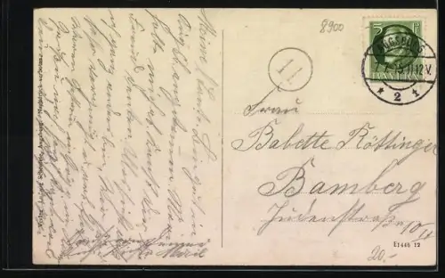 AK Augsburg, Frauentorstrasse mit Dom Rechts bischöfliches Canonicathaus, Carolinenstrasse mit Dom