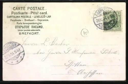 Lithographie Frankfurt /Main, Totale und Opernhaus