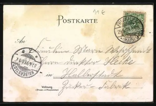 AK Frankfurt /Main, Blick auf die Stadt mit der Mainbrücke