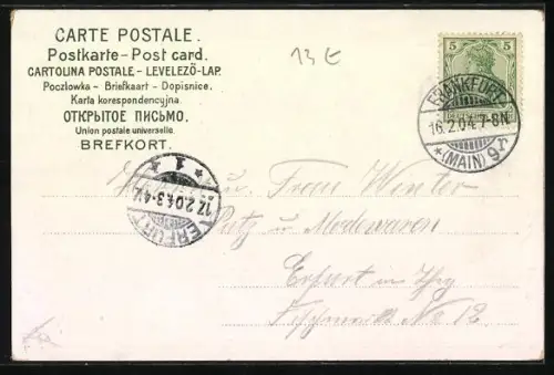 Lithographie Frankfurt /Main, Totale und Opernhaus