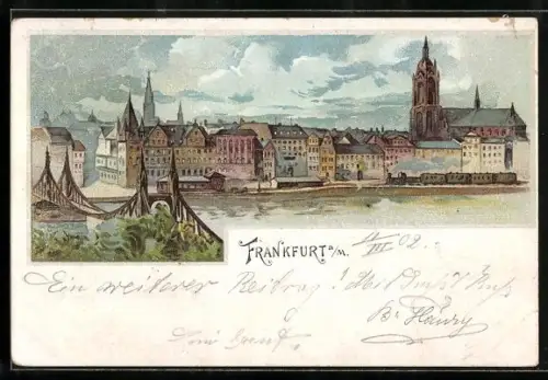 Lithographie Alt-Frankfurt, Blick auf die Stadt