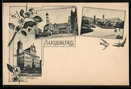 AK Augsburg, St. Ulrich, Rathaus, Kgl. Regierung