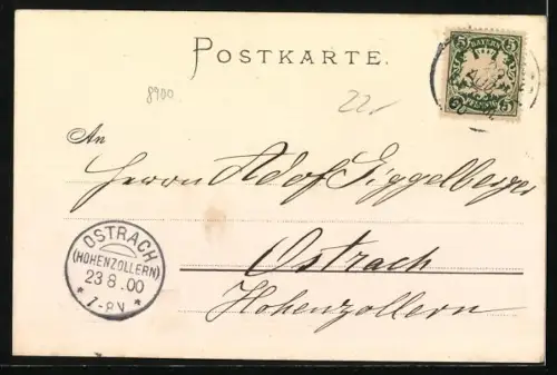 Lithographie Alt-Augsburg, Fischgraben und Barfüsser Tor