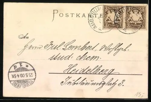 Lithographie Augsburg, Historische Ansicht des Ortes