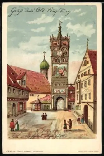 Lithographie Alt-Augsburg, Ortspartie