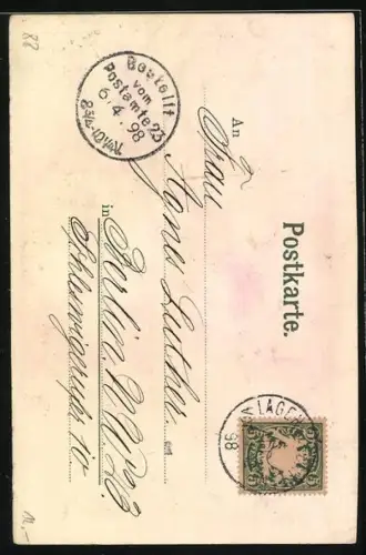 Lithographie Augsburg, Jakober Thor, Rathaus mit Perlachthurm