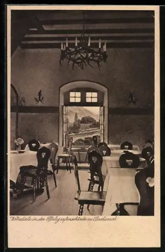 AK Bacharach, Weindiele im Restaurant Pfalzgrafenschänke