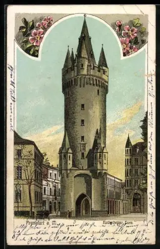 Lithographie Frankfurt a. M., Eschenheimer Turm
