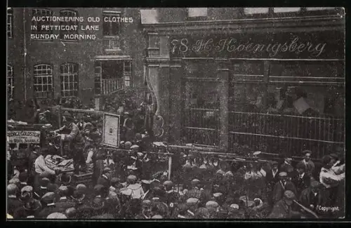 AK London, Auctioneering Old Clothes in Petticoat Lane on Sunday Morning