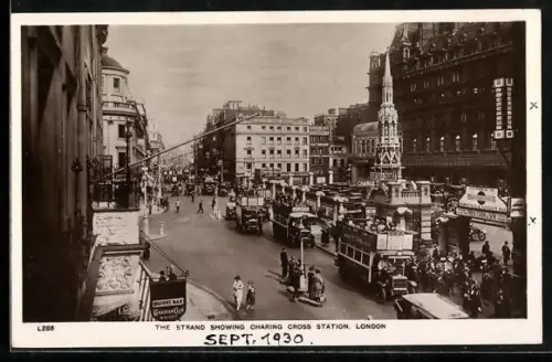 AK London, The Strand showing Charing Cross Station