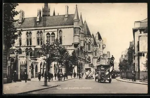 AK London, The law courts, Doppeldeckerbus