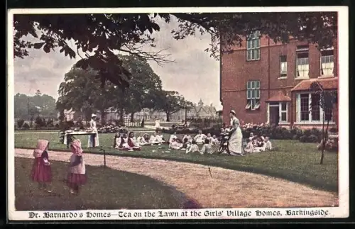 AK Barkingside, Dr. Barnardo`s Homes, Tea on the Lawn at the Girl`s Village Homes