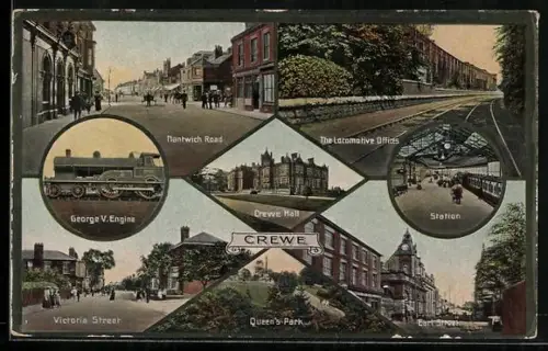 AK Crewe, Nantwich Road, Crewe Hall, Station, Queen`s Park, Victoria Street, Locomotive Office
