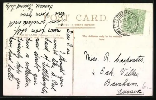 AK Littlehampton, The Harbour with sidewheel-steamer and sailing vessel