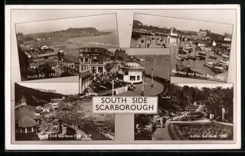 AK Scarborough, Italian Gardens, Harbour and South Bay, Cliff Gardens Cafe