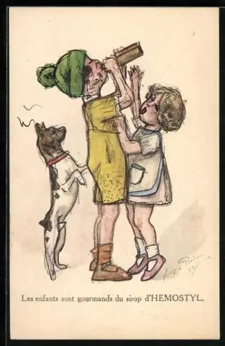 AK Les enfants sont gourmands du sirop d`Hemostyl, Reklame