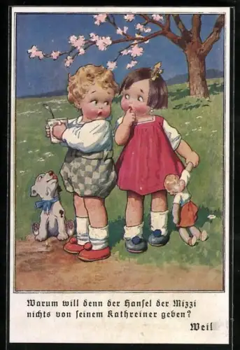 AK Warum will denn der Hansel der Mizzi nichts von seinem Kathreiner geben?, Kaffeereklame