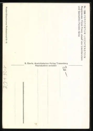 AK Fürst Franz Josef von Liechtenstein und Gemahlin Fürstin Gina